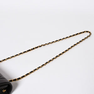 極美品 CHANEL シャネル ダイアナ 25 Sフラップ Sチェーンショルダーバッグ 2番台 ココマーク ラムスキン ブラック ゴールド金具 中古 4a008863