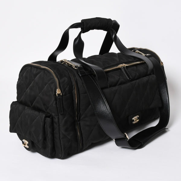 新品同様品 CHANEL シャネル ココネージュ ツーインワン ダッフルバッグ ボストンバッグ ランダム番台 ショルダー リュック 3way ブラック 中古 4a008669