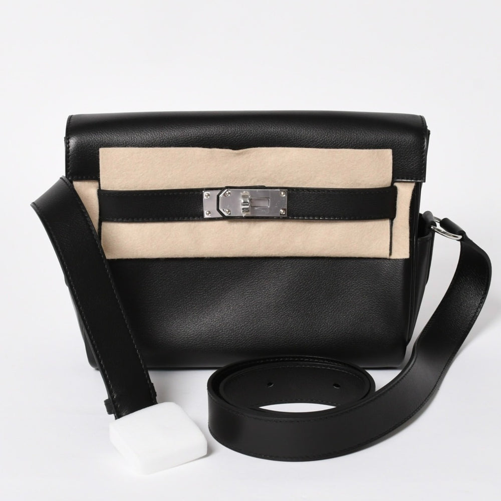 新品未使用 HERMES エルメス ショルダーバッグ ケリーメッセンジャーバッグ エバーグレイン ブラック シルバー金具 G刻印 中古 4a008873