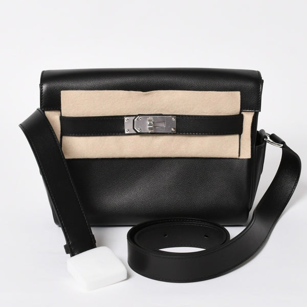 新品未使用 HERMES エルメス ショルダーバッグ ケリーメッセンジャーバッグ エバーグレイン ブラック シルバー金具 G刻印 中古 4a008873