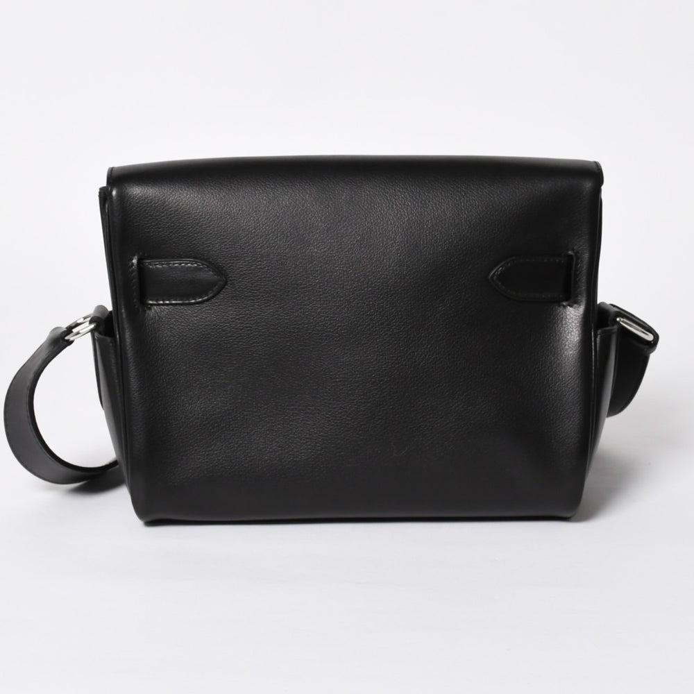 新品未使用 HERMES エルメス ショルダーバッグ ケリーメッセンジャーバッグ エバーグレイン ブラック シルバー金具 G刻印 中古 4a008873
