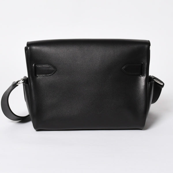 新品未使用 HERMES エルメス ショルダーバッグ ケリーメッセンジャーバッグ エバーグレイン ブラック シルバー金具 G刻印 中古 4a008873