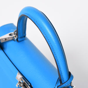 新品同様 HERMES エルメス KELLY ケリー25 2WAYハンドバッグ 外縫い エプソン ブルーフリーダ Z刻印 中古 4a008877