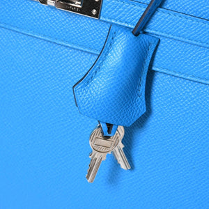 新品同様 HERMES エルメス KELLY ケリー25 2WAYハンドバッグ 外縫い エプソン ブルーフリーダ Z刻印 中古 4a008877
