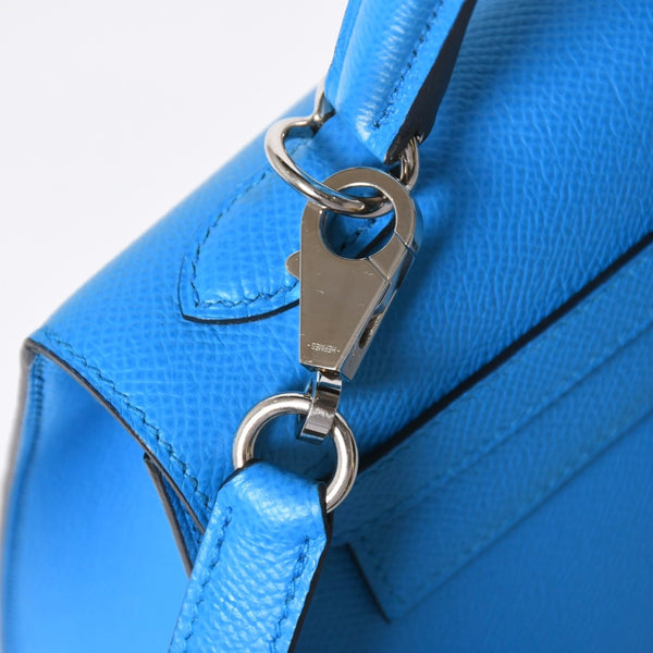 新品同様 HERMES エルメス KELLY ケリー25 2WAYハンドバッグ 外縫い エプソン ブルーフリーダ Z刻印 中古 4a008877