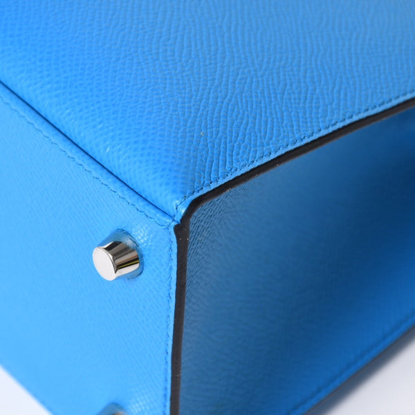 新品同様 HERMES エルメス KELLY ケリー25 2WAYハンドバッグ 外縫い エプソン ブルーフリーダ Z刻印 中古 4a008877