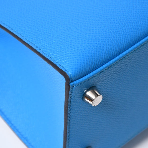 新品同様 HERMES エルメス KELLY ケリー25 2WAYハンドバッグ 外縫い エプソン ブルーフリーダ Z刻印 中古 4a008877