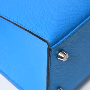 新品同様 HERMES エルメス KELLY ケリー25 2WAYハンドバッグ 外縫い エプソン ブルーフリーダ Z刻印 中古 4a008877