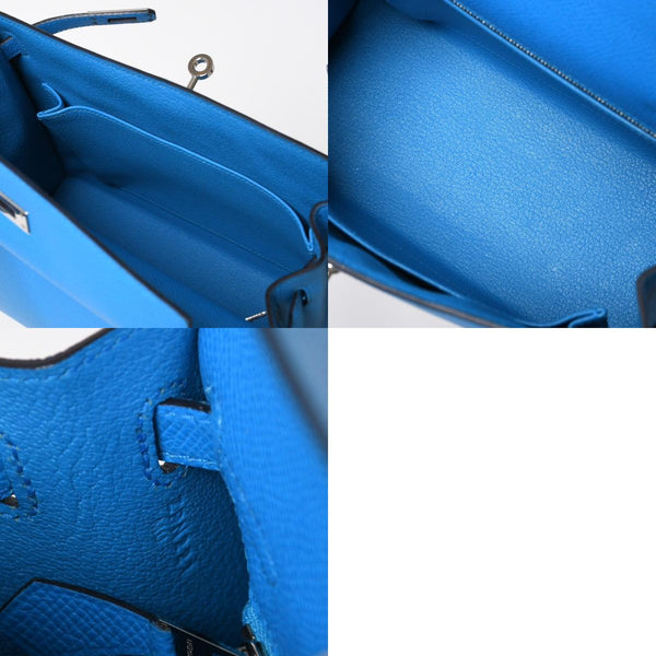 新品同様 HERMES エルメス KELLY ケリー25 2WAYハンドバッグ 外縫い エプソン ブルーフリーダ Z刻印 中古 4a008877