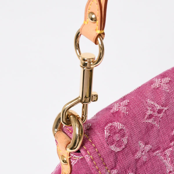 新品同様 LOUIS VUITTON ルイヴィトン ミニプリーティ ワンショルダーバッグ M95216 モノグラム デニム ピンク 中古 4a008335