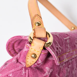 新品同様 LOUIS VUITTON ルイヴィトン ミニプリーティ ワンショルダーバッグ M95216 モノグラム デニム ピンク 中古 4a008335