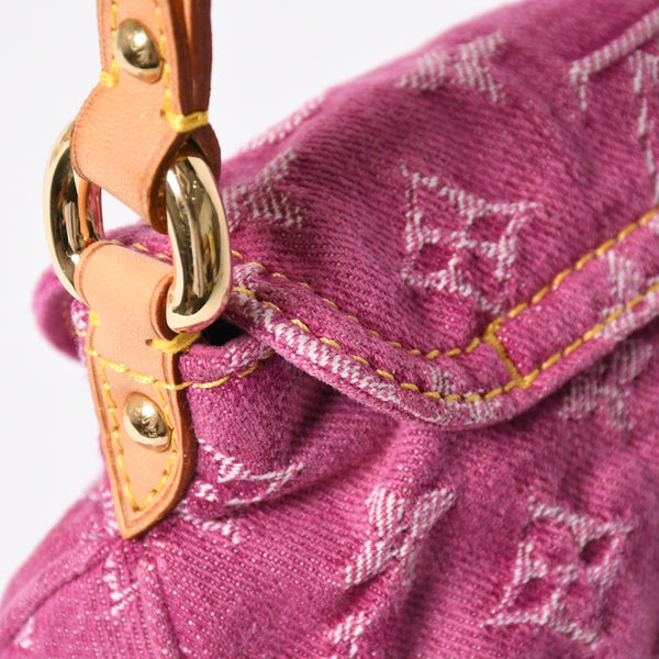新品同様 LOUIS VUITTON ルイヴィトン ミニプリーティ ワンショルダーバッグ M95216 モノグラム デニム ピンク 中古 4a008335