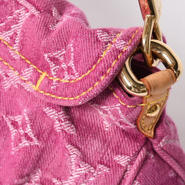 新品同様 LOUIS VUITTON ルイヴィトン ミニプリーティ ワンショルダーバッグ M95216 モノグラム デニム ピンク 中古 4a008335