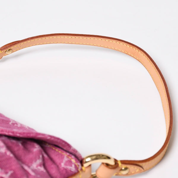 新品同様 LOUIS VUITTON ルイヴィトン ミニプリーティ ワンショルダーバッグ M95216 モノグラム デニム ピンク 中古 4a008335