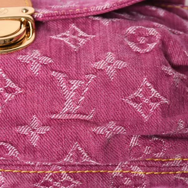 新品同様 LOUIS VUITTON ルイヴィトン ミニプリーティ ワンショルダーバッグ M95216 モノグラム デニム ピンク 中古 4a008335