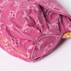 新品同様 LOUIS VUITTON ルイヴィトン ミニプリーティ ワンショルダーバッグ M95216 モノグラム デニム ピンク 中古 4a008335