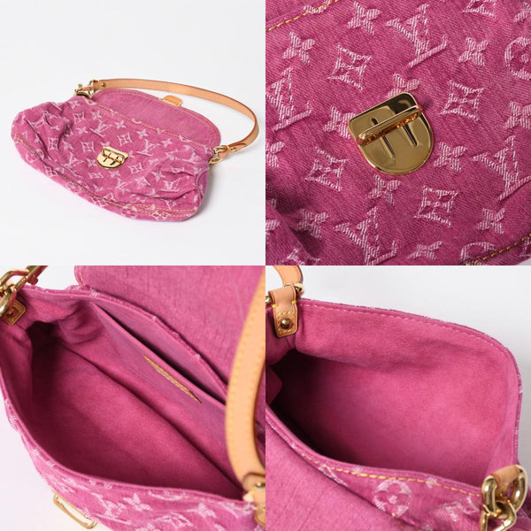 新品同様 LOUIS VUITTON ルイヴィトン ミニプリーティ ワンショルダーバッグ M95216 モノグラム デニム ピンク 中古 4a008335