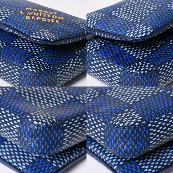 極美品 LOUIS VUITTON ルイヴィトン ショルダーバッグ トリオメッセンジャー N40694 ダミエヘリテージ ブルー シルバー金具 中古 4a008371