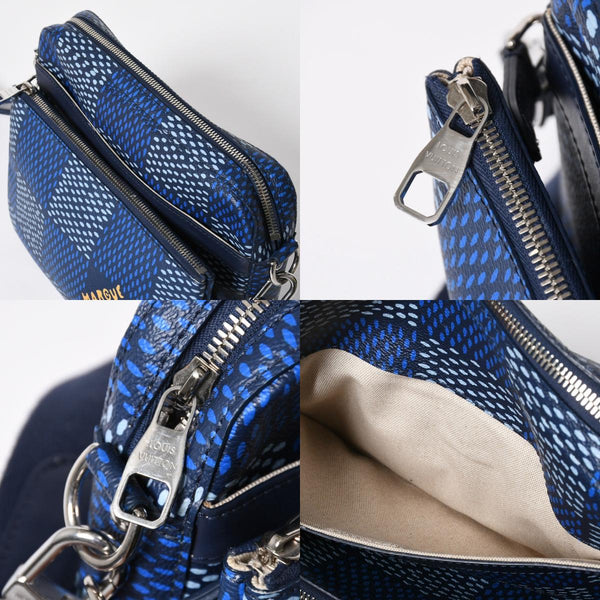 極美品 LOUIS VUITTON ルイヴィトン ショルダーバッグ トリオメッセンジャー N40694 ダミエヘリテージ ブルー シルバー金具 中古 4a008371