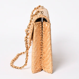 新品同様 CHANEL シャネル マトラッセ 30cm Sフラップ Wチェーンショルダーバッグ ピクニック リネン 6番台 籠 カゴ 中古 4a008878