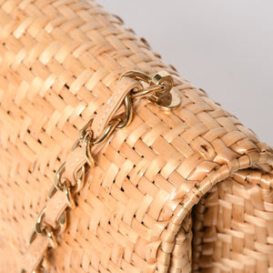 新品同様 CHANEL シャネル マトラッセ 30cm Sフラップ Wチェーンショルダーバッグ ピクニック リネン 6番台 籠 カゴ 中古 4a008878
