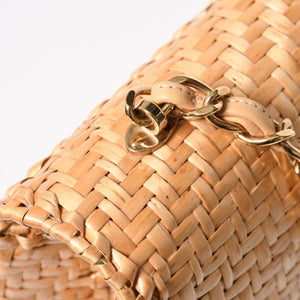 新品同様 CHANEL シャネル マトラッセ 30cm Sフラップ Wチェーンショルダーバッグ ピクニック リネン 6番台 籠 カゴ 中古 4a008878