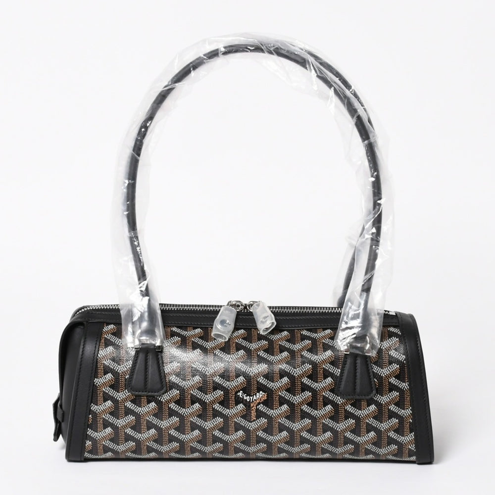 新品未使用 GOYARD ゴヤール ボンボニエール トートバッグ ハンドバッグ コーティングキャンバス レザー ブラック 中古 4a008762