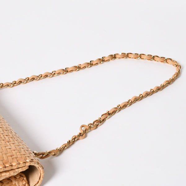 新品同様 CHANEL シャネル マトラッセ 30cm Sフラップ Wチェーンショルダーバッグ ピクニック リネン 6番台 籠 カゴ 中古 4a008878