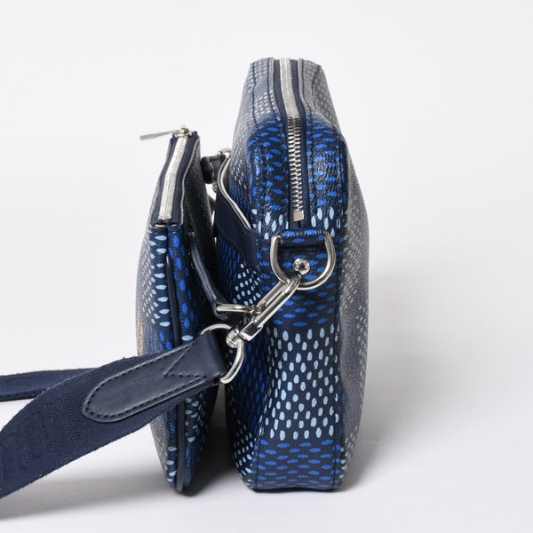 極美品 LOUIS VUITTON ルイヴィトン ショルダーバッグ トリオメッセンジャー N40694 ダミエヘリテージ ブルー シルバー金具 中古 4a008371