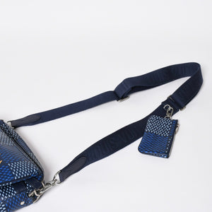 極美品 LOUIS VUITTON ルイヴィトン ショルダーバッグ トリオメッセンジャー N40694 ダミエヘリテージ ブルー シルバー金具 中古 4a008371