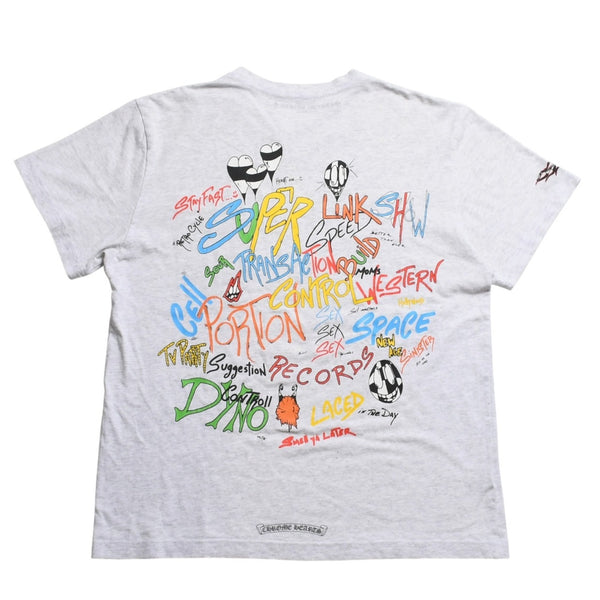 CHROME HEARTS クロムハーツ × MATTY BOY マッティボーイ 半袖Tシャツ サイズXL グレー マルチカラー プリント 美品 中古 4a008903