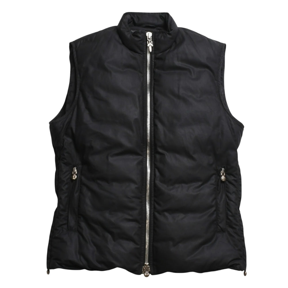 極美品 CHROME HEARTS クロムハーツ パーフェクト ダガージップナイロンダウンベスト ブラック シルバー金具 サイズM 中古 4a008909