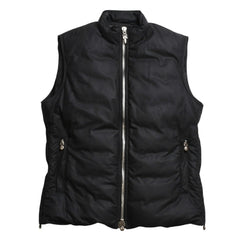 極美品 CHROME HEARTS クロムハーツ パーフェクト ダガージップナイロンダウンベスト ブラック シルバー金具 サイズM 中古 4a008909