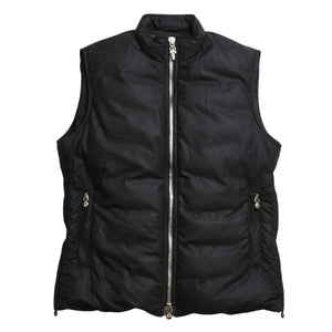 極美品 CHROME HEARTS クロムハーツ パーフェクト ダガージップナイロンダウンベスト ブラック シルバー金具 サイズM 中古 4a008909