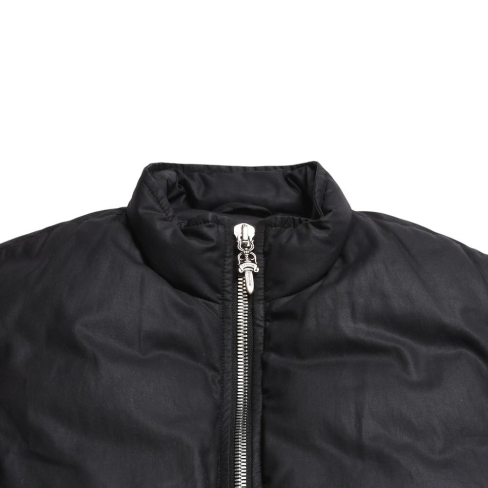 極美品 CHROME HEARTS クロムハーツ パーフェクト ダガージップナイロンダウンベスト ブラック シルバー金具 サイズM 中古 4a008909