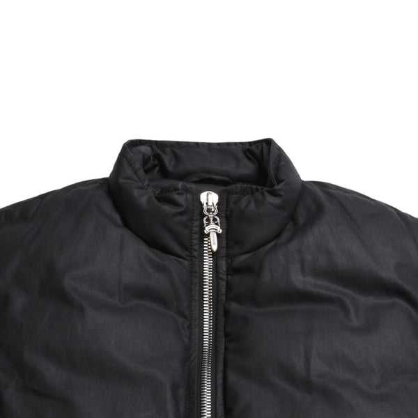 極美品 CHROME HEARTS クロムハーツ パーフェクト ダガージップナイロンダウンベスト ブラック シルバー金具 サイズM 中古 4a008909
