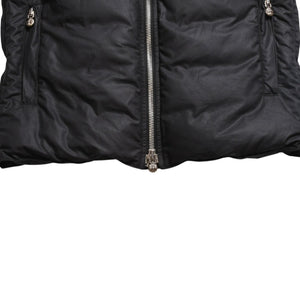 極美品 CHROME HEARTS クロムハーツ パーフェクト ダガージップナイロンダウンベスト ブラック シルバー金具 サイズM 中古 4a008909