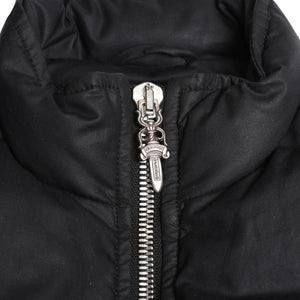 極美品 CHROME HEARTS クロムハーツ パーフェクト ダガージップナイロンダウンベスト ブラック シルバー金具 サイズM 中古 4a008909