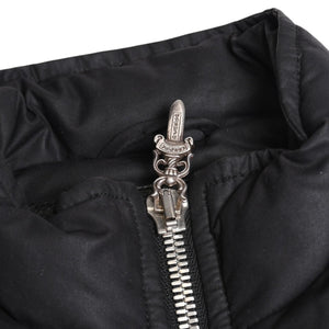 極美品 CHROME HEARTS クロムハーツ パーフェクト ダガージップナイロンダウンベスト ブラック シルバー金具 サイズM 中古 4a008909