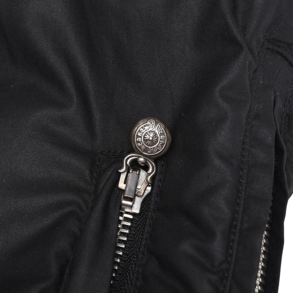極美品 CHROME HEARTS クロムハーツ パーフェクト ダガージップナイロンダウンベスト ブラック シルバー金具 サイズM 中古 4a008909