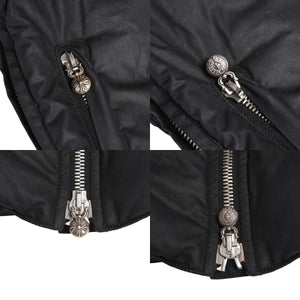 極美品 CHROME HEARTS クロムハーツ パーフェクト ダガージップナイロンダウンベスト ブラック シルバー金具 サイズM 中古 4a008909