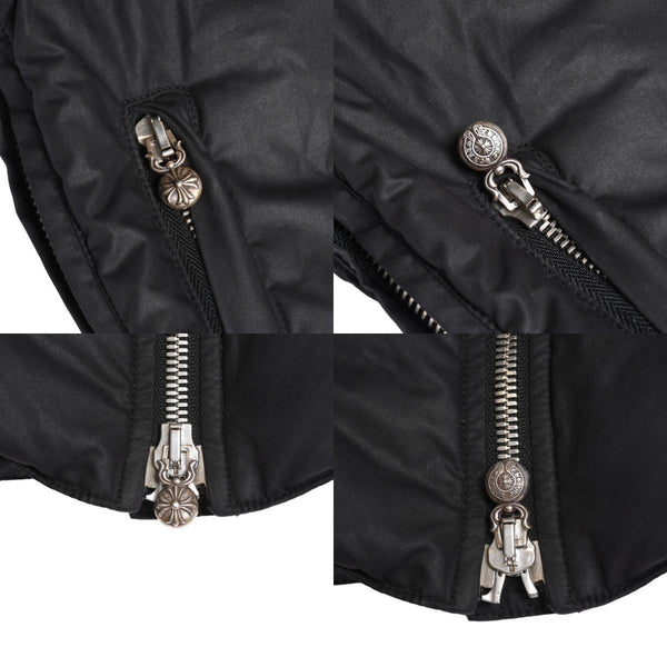 極美品 CHROME HEARTS クロムハーツ パーフェクト ダガージップナイロンダウンベスト ブラック シルバー金具 サイズM 中古 4a008909