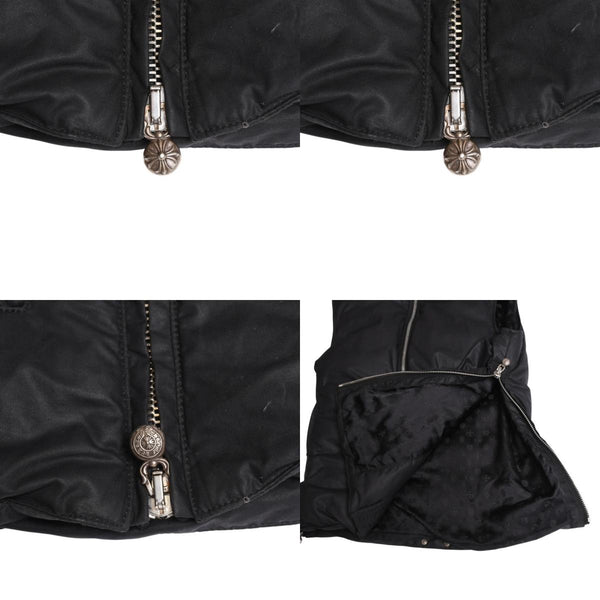 極美品 CHROME HEARTS クロムハーツ パーフェクト ダガージップナイロンダウンベスト ブラック シルバー金具 サイズM 中古 4a008909