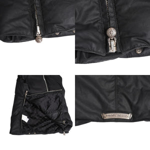 極美品 CHROME HEARTS クロムハーツ パーフェクト ダガージップナイロンダウンベスト ブラック シルバー金具 サイズM 中古 4a008909