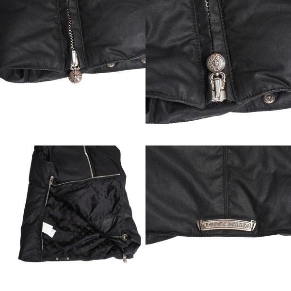 極美品 CHROME HEARTS クロムハーツ パーフェクト ダガージップナイロンダウンベスト ブラック シルバー金具 サイズM 中古 4a008909