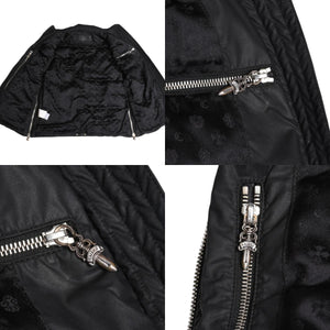 極美品 CHROME HEARTS クロムハーツ パーフェクト ダガージップナイロンダウンベスト ブラック シルバー金具 サイズM 中古 4a008909