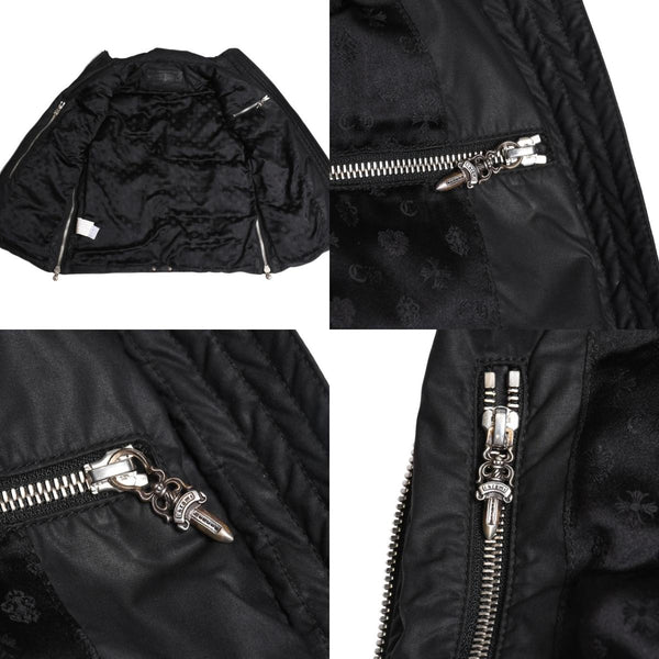 極美品 CHROME HEARTS クロムハーツ パーフェクト ダガージップナイロンダウンベスト ブラック シルバー金具 サイズM 中古 4a008909