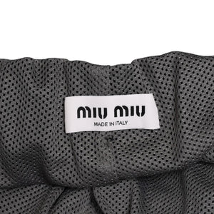 新品未使用品 MIU MIU ミュウミュウ ナイロンパンツ ショートパンツ ネイビー グレー シルバー金具 MP1880 S000 1216 サイズ36 中古 4a008888