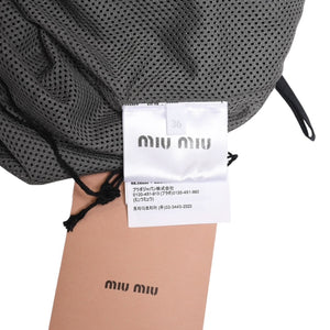 新品未使用品 MIU MIU ミュウミュウ ナイロンパンツ ショートパンツ ネイビー グレー シルバー金具 MP1880 S000 1216 サイズ36 中古 4a008888