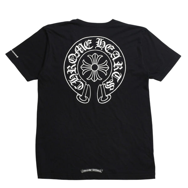 CHROME HEARTS クロムハーツ 半袖Tシャツ サイズL CHプラス ホースシュー ブラック ホワイト プリント 美品 中古 4a008906